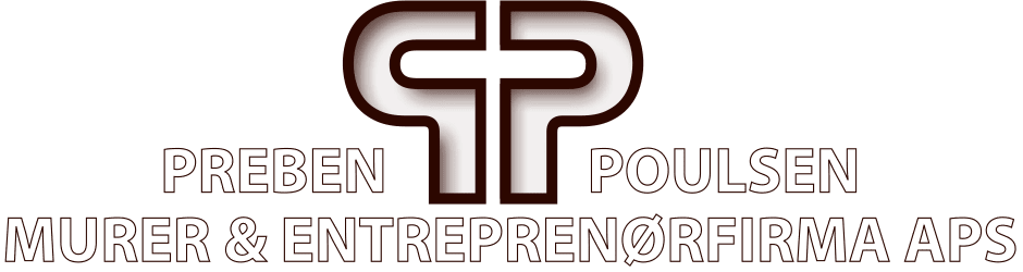 Logo for Preben Poulsen Murer & Entreprenørfirma ApS med to brune P-symboler og virksomhedsnavn.